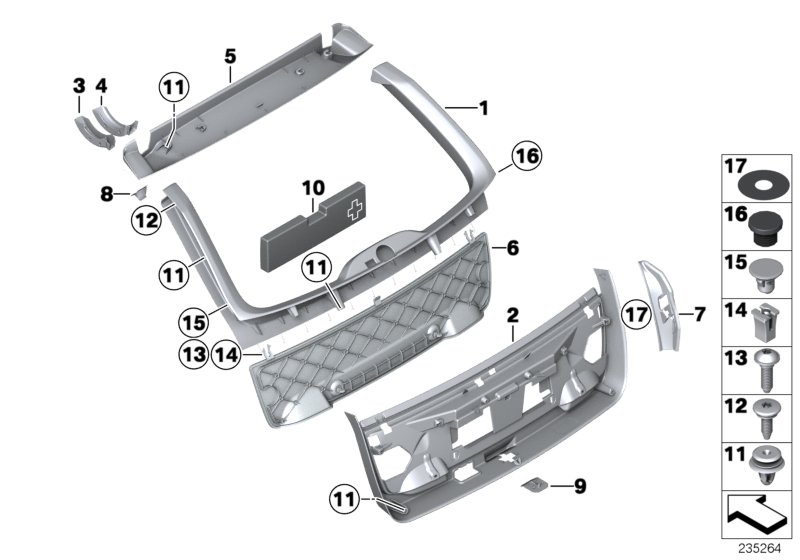 Trim panel, trunk lid