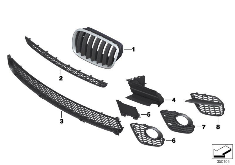 M trim panel, trim elements, front