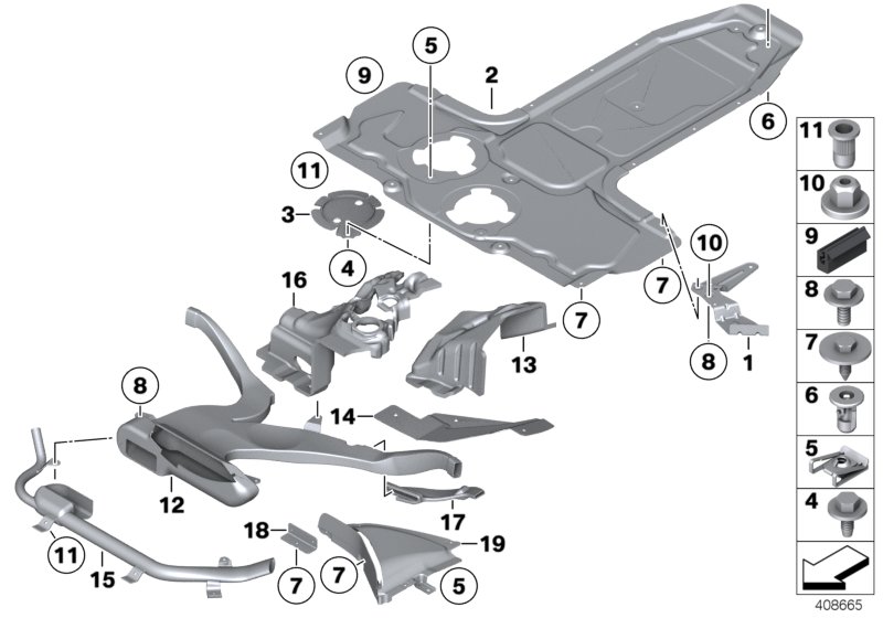 Underbody panelling, front