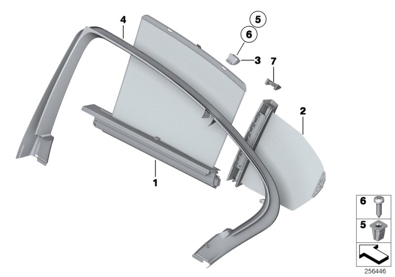 Roller sun visor, rear door