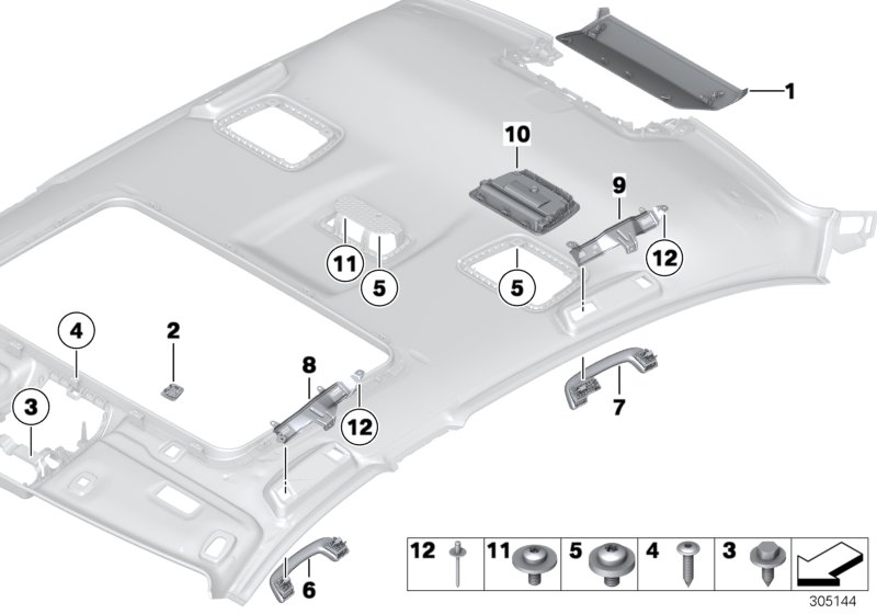Mounting parts, roofliner