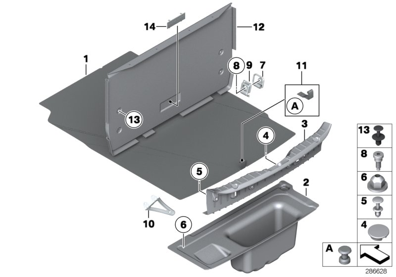 Trim panel, trunk floor