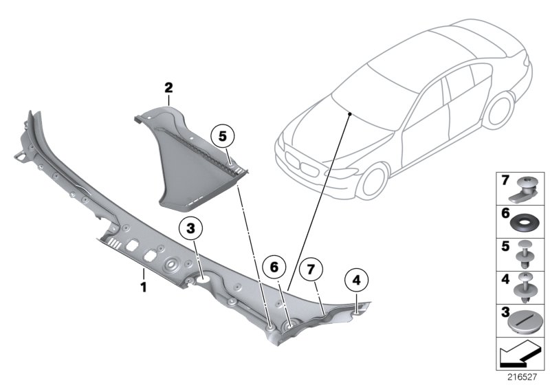 Trim panel, cowl panel, exterior