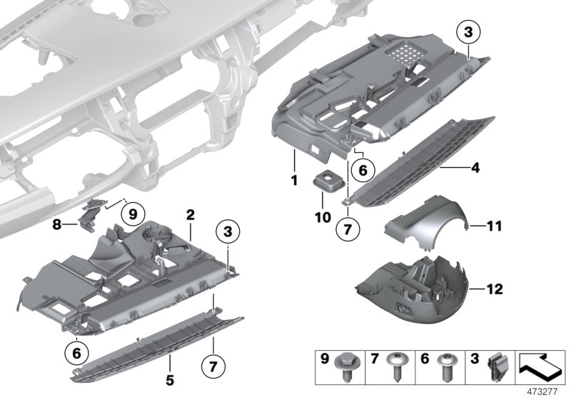 Mounting parts, instrument panel, bottom
