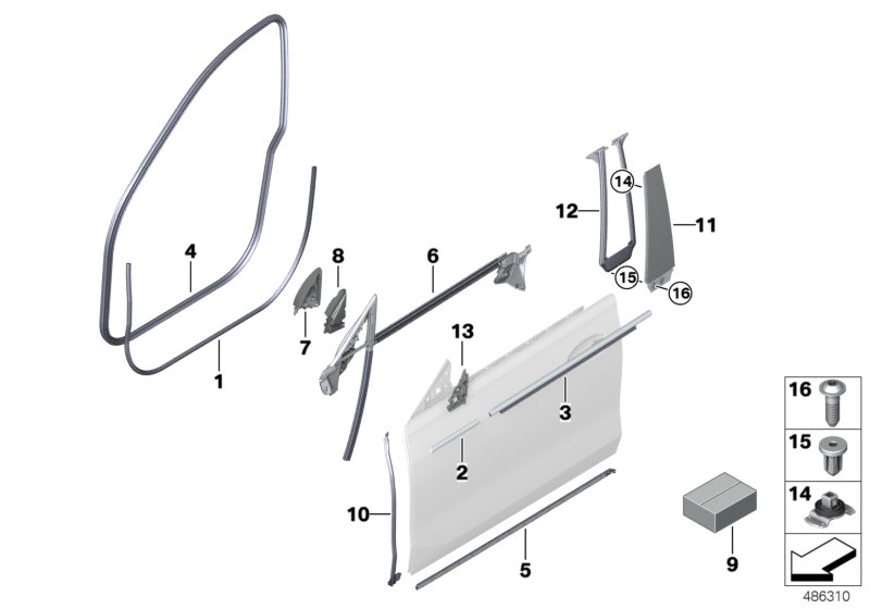 Trims and seals, door, front