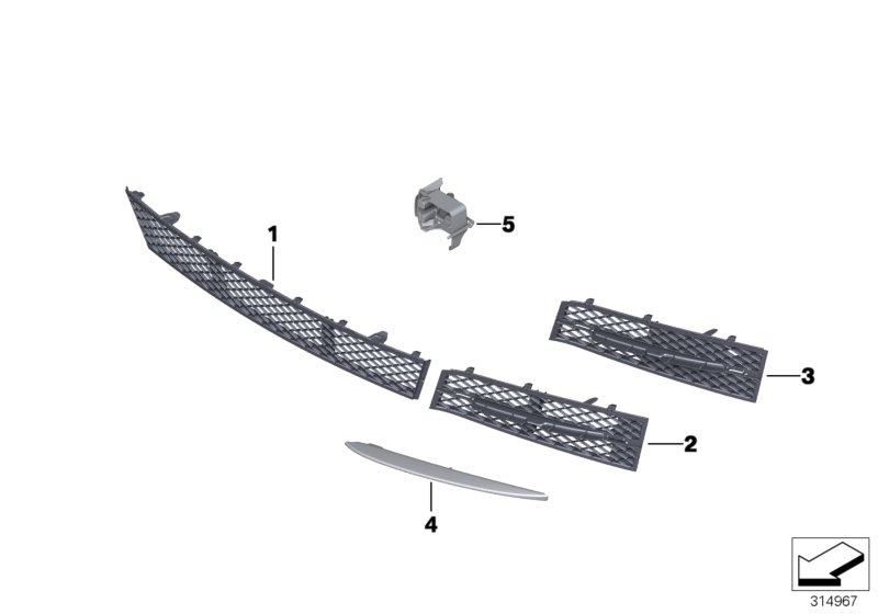Trim panel, trim elements, front