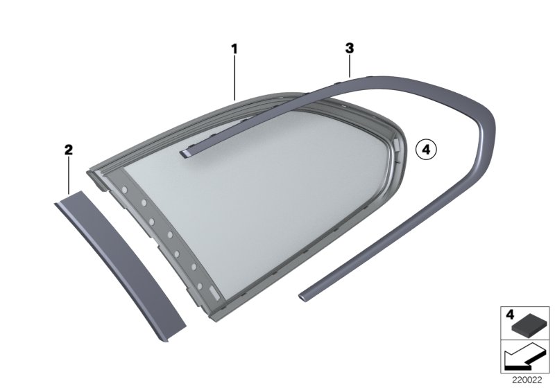 Side window, fixed
