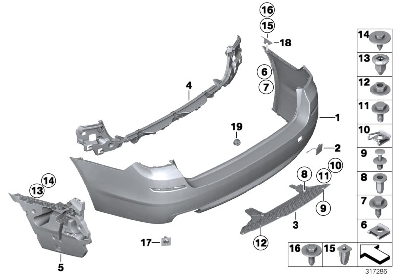 Trim panel, rear