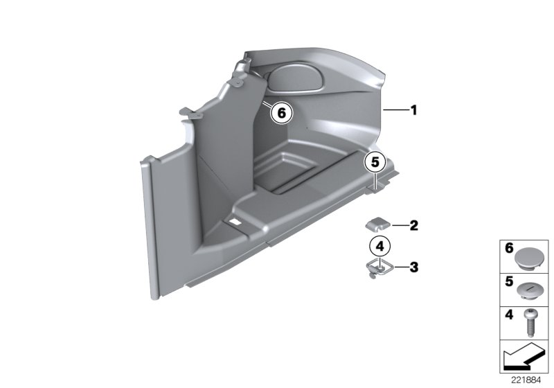 Trim panel, luggage comp., side right