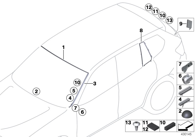 Glazing, mounting parts