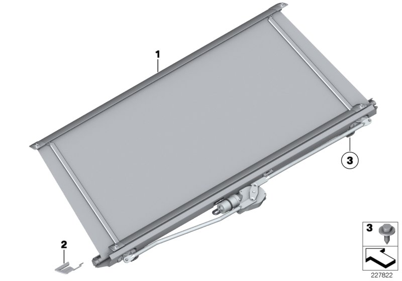 Roller sun blind, storage shelf