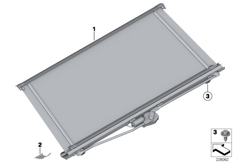 Roller sun blind, storage shelf