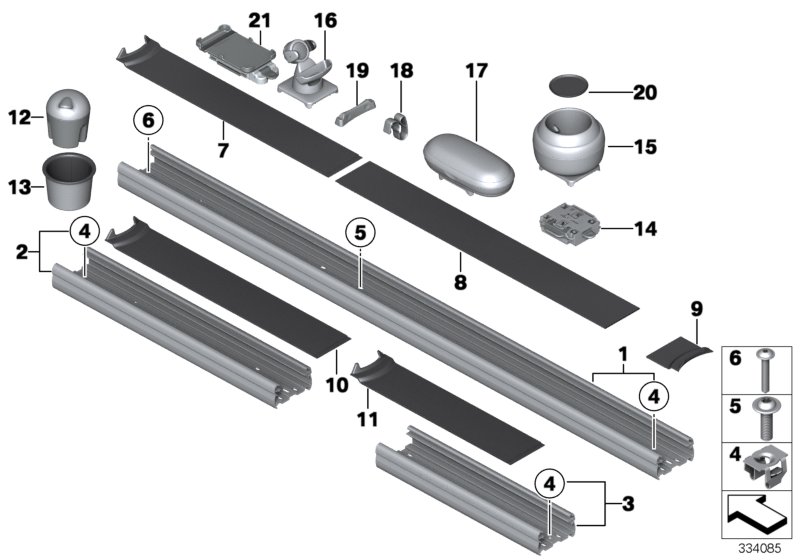 Mounted parts for centre console