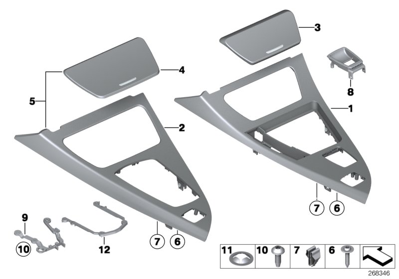Decor trims, centre console