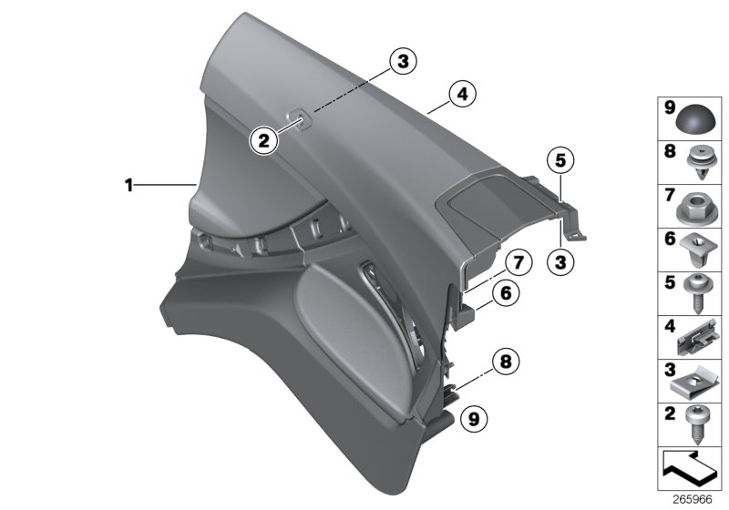 Lateral trim panel rear