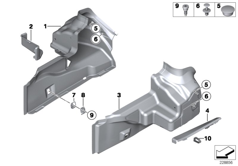 Lateral trunk floor trim panel