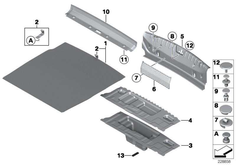 Trim panel, trunk floor