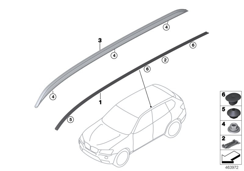 Roof moulding/Roof rail