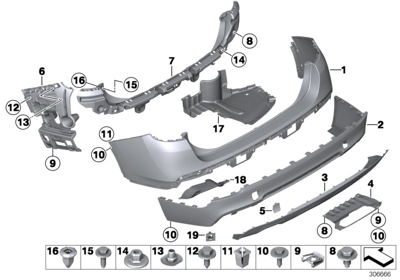 M trim panel, rear