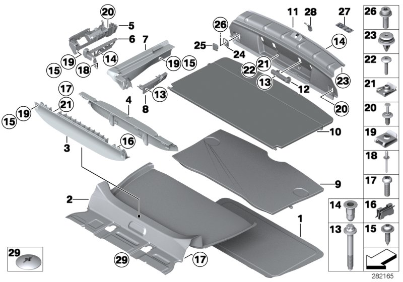 Trim panel, trunk floor