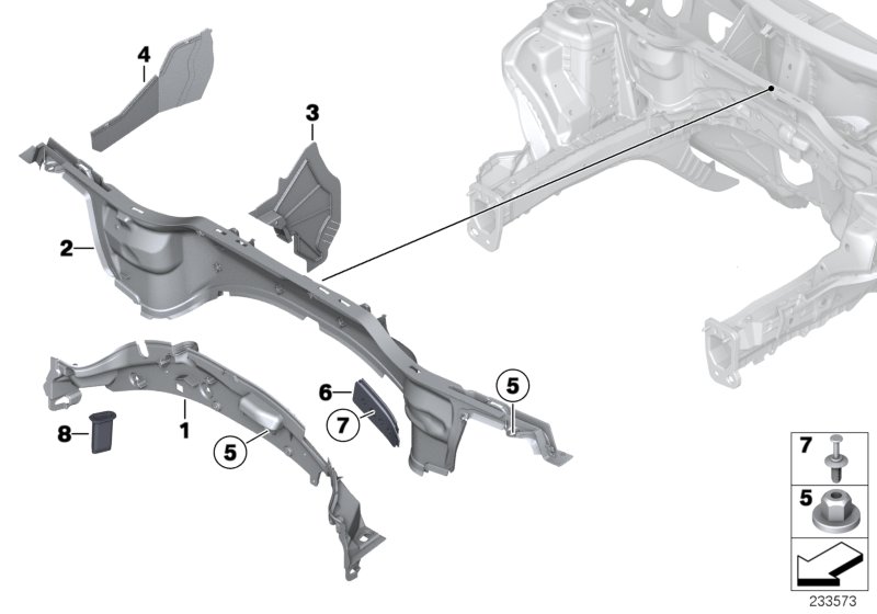 Mounting parts, engine compartment