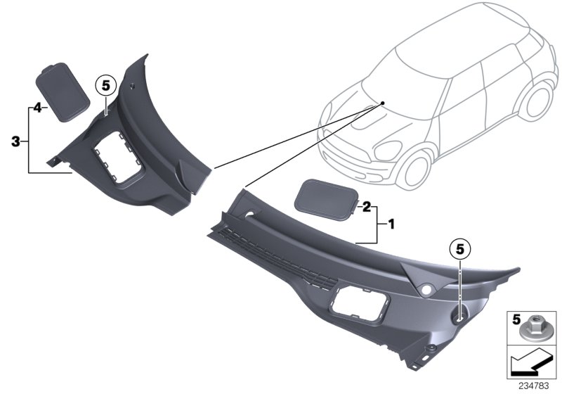 Trim panel, cowl panel, exterior