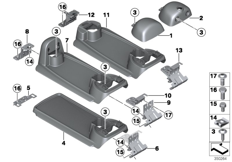 Centre console, rear cabin