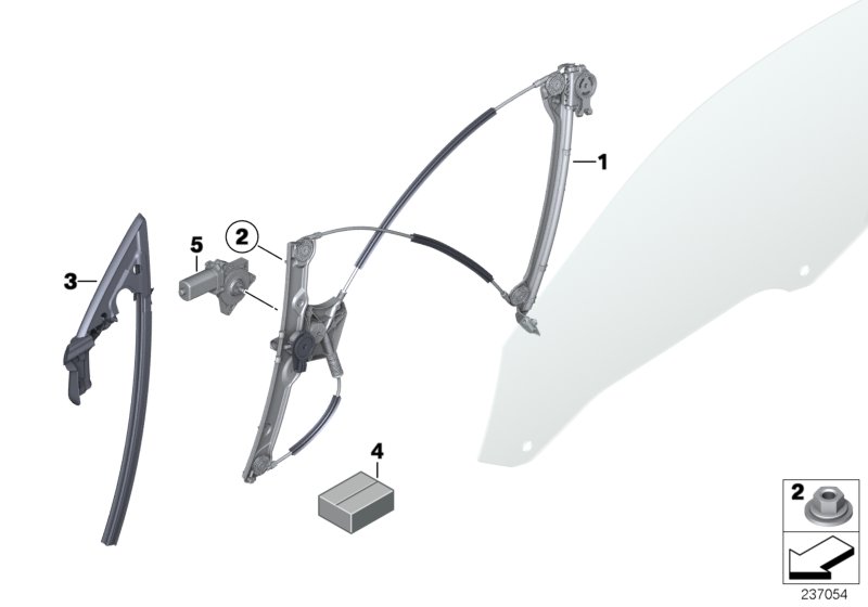 Door window lifting mechanism front