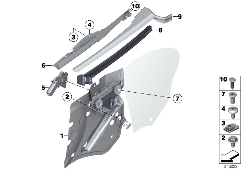 Door window lifting mechanism rear