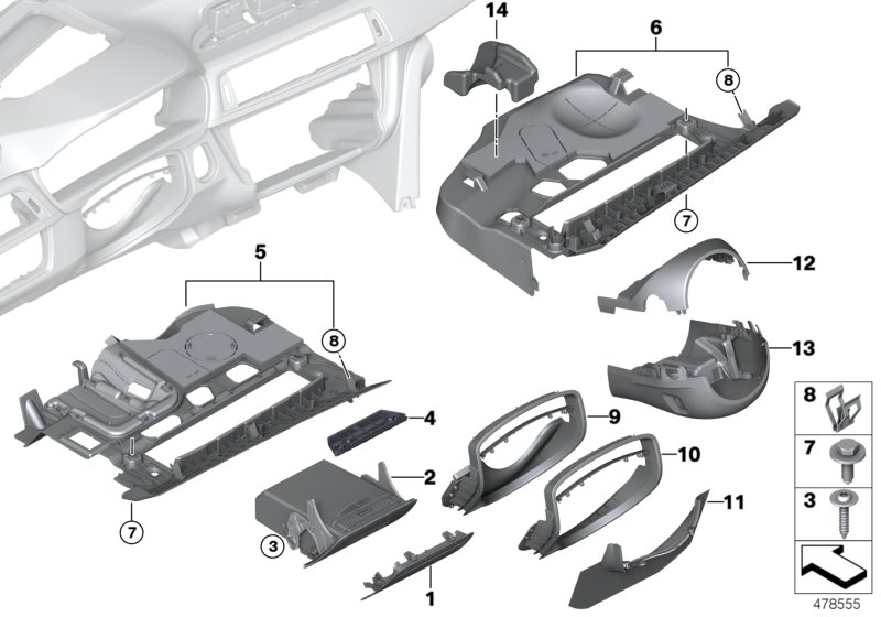 Mounting parts, instrument panel, bottom