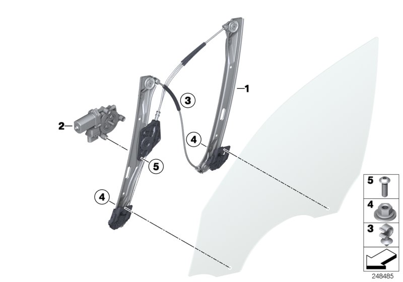 Door window lifting mechanism front