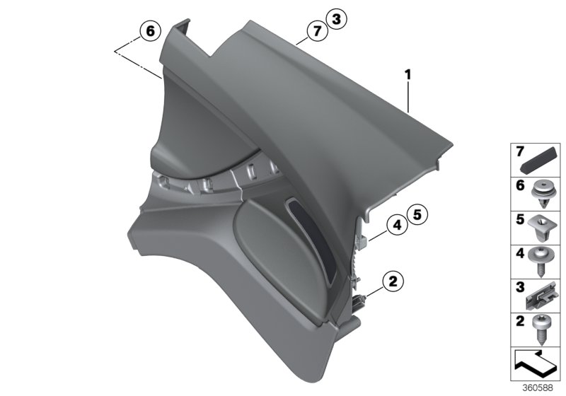 Lateral trim panel rear