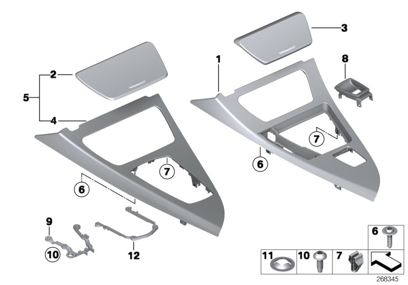 Decor trims, centre console