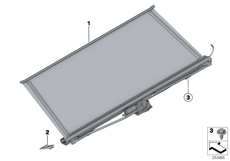 Roller sun blind, storage shelf