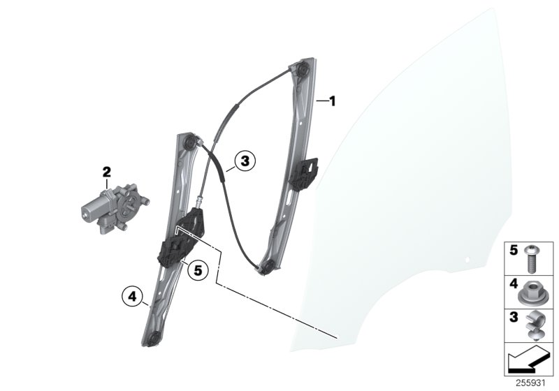 Door window lifting mechanism front
