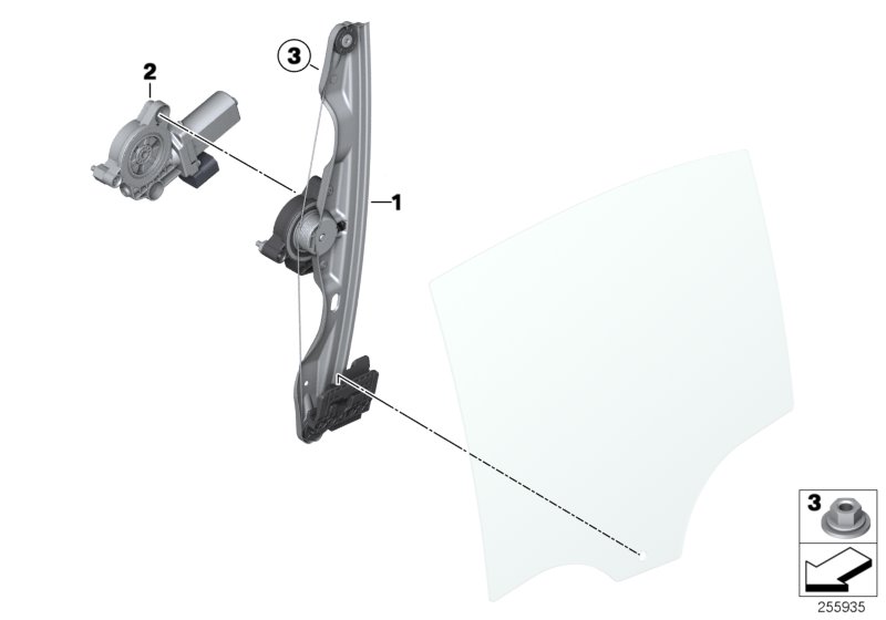 Door window lifting mechanism rear