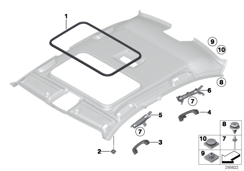 Mounting parts, roofliner