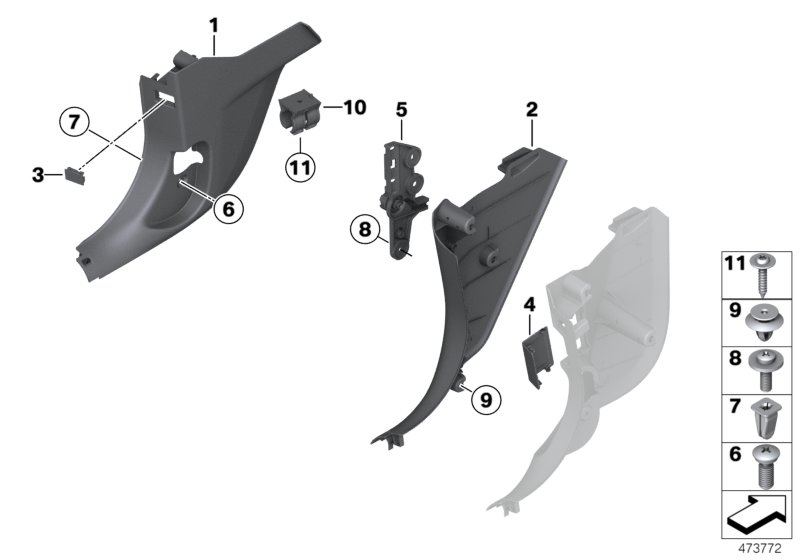 Trim panel leg room