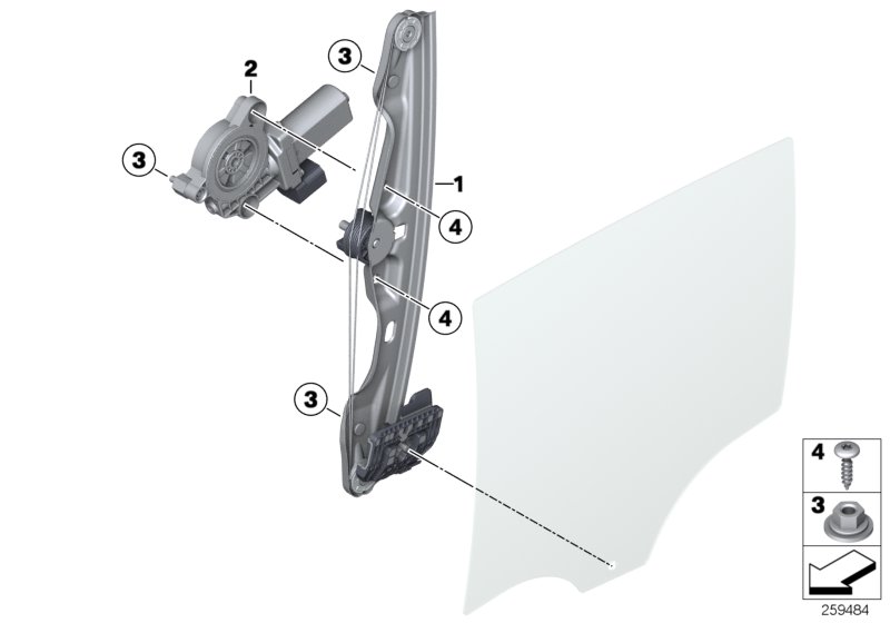 Door window lifting mechanism rear