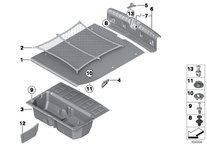 Trim panel, trunk floor