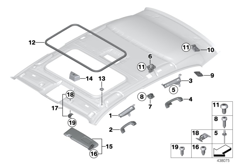 Mounting parts, roofliner