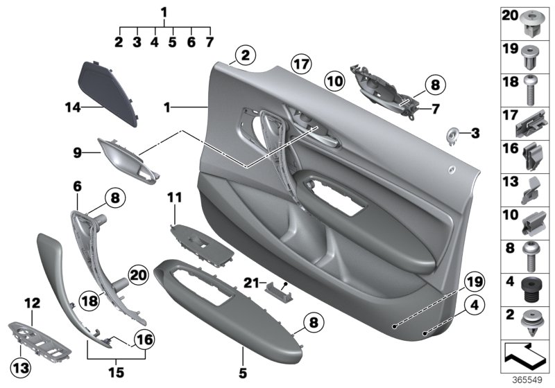 Door trim panel, front