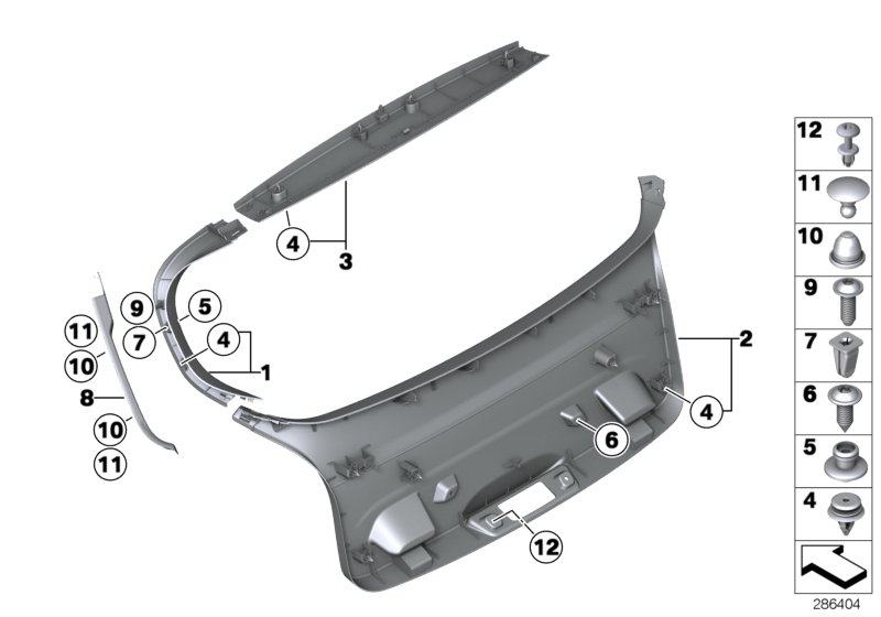Trim panel, trunk lid