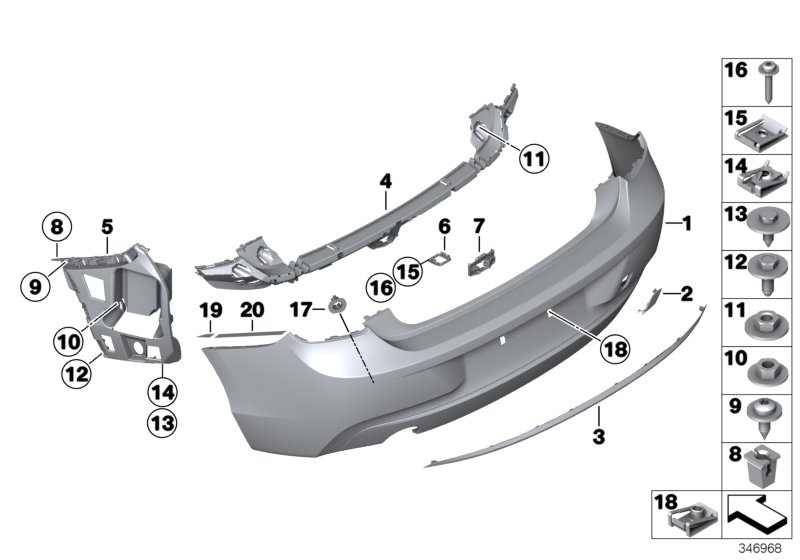 Trim panel, rear