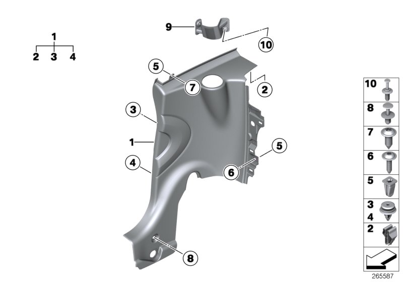 Lateral trim panel rear