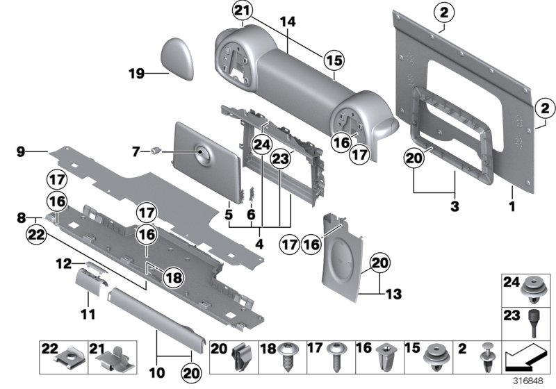 Trim panel, trunk partition