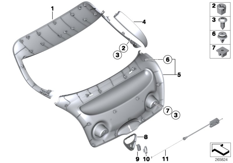Trim panel, trunk lid