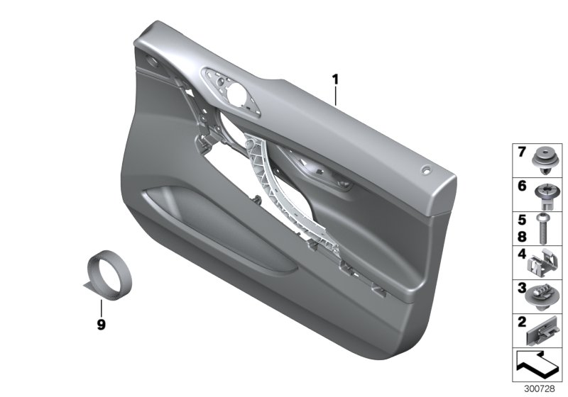 Door trim panel, front