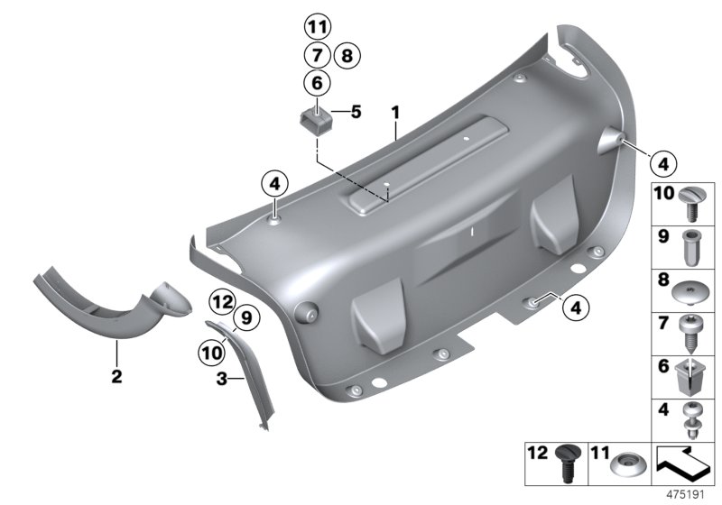 Trim panel, trunk lid
