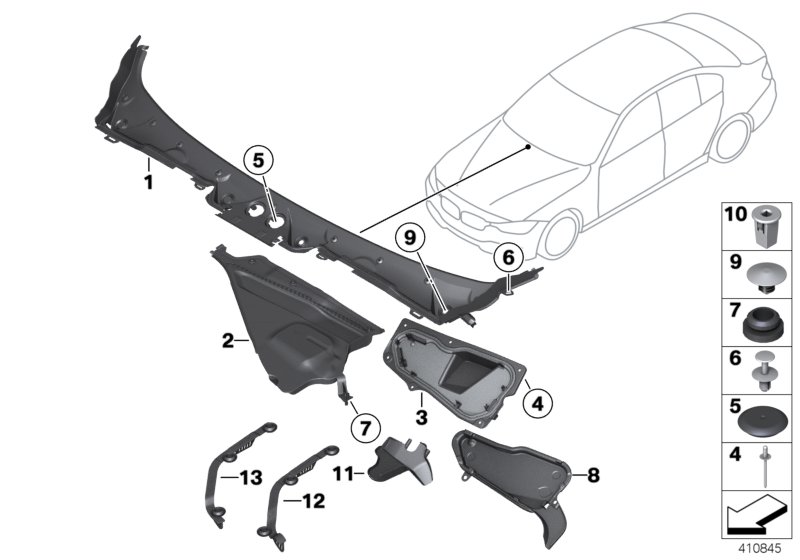 Trim panel, cowl panel, exterior